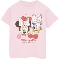 Disney Girl's Cherry Pie Minnie Mouse & Daisy Cotton T-Shirt in Baby Pink | Size: 3-4 Years
