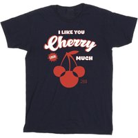 Disney Girl's Cherry Much Minnie Mouse Cotton T-Shirt in Navy | Size: 9 Years