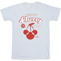 Disney Girl's Cherry Much Minnie Mouse Cotton T-Shirt in White | Size: 3-4 Years