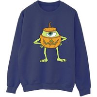 Disney Women's Mike Pumpkin Halloween Sweatshirt in Navy | Size: Large
