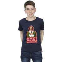 Elf Boy's Santa Is Coming Cotton T-Shirt in Navy | Size: 12-13 Years