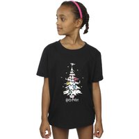 Harry Potter Girl's Christmas Tree Cotton T-Shirt in Black | Size: 3-4 Years