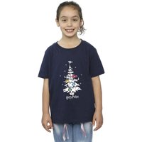 Harry Potter Girl's Christmas Tree Cotton T-Shirt in Navy | Size: 3-4 Years