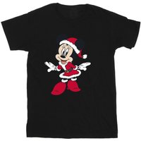 Disney Girl's Minnie Mouse Mrs Claus Cotton Christmas T-Shirt in Black | Size: 3-4 Years