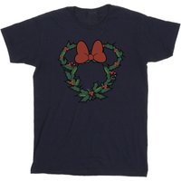 Disney Girl's Minnie Mouse Wreath Cotton T-Shirt in Navy | Size: 9 Years