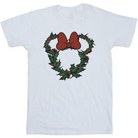 Disney Girl's Minnie Mouse Wreath Cotton T-Shirt in White | Size: 3-4 Years