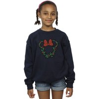 Disney Girl's Minnie Mouse Wreath Sweatshirt in Navy | Size: 7-8 Years