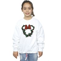 Disney Girl's Minnie Mouse Wreath Sweatshirt in White | Size: 5-6 Years