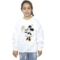 Disney Girl's Minnie Mouse Snowflake Sweatshirt in White | Size: 7-8 Years