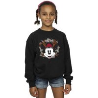 Disney Girl's Wreath Minnie Mouse Reindeer Sweatshirt in Black | Size: 7-8 Years