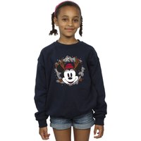 Disney Girl's Wreath Minnie Mouse Reindeer Sweatshirt in Navy | Size: 7-8 Years