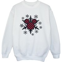 Disney Boy's Mickey Mouse Gingham Snowflakes Sweatshirt in White | Size: 3-4 Years