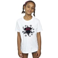Disney Girl's Minnie Mouse Gingham Snowflakes Cotton T-Shirt in White | Size: 12-13 Years