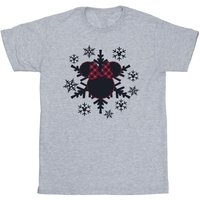 Disney Girl's Minnie Mouse Gingham Snowflakes T-Shirt in Grey | Size: 3-4 Years