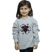 Disney Girl's Minnie Mouse Snowflake Gingham Sweatshirt in Grey | Size: 5-6 Years