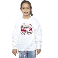 Disney Girl's Mickey Mouse Sleigh Sweatshirt in White | Size: 12-13 Years