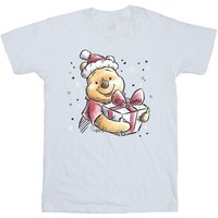 Winnie The Pooh Boy's Present Cotton T-Shirt in White | Size: 3-4 Years