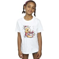 Winnie The Pooh Girl's Present Cotton T-Shirt in White | Size: 9 Years