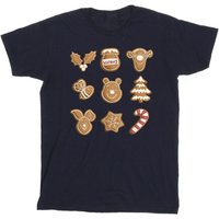 Winnie The Pooh Girl's Gingerbread Cotton T-Shirt in Navy | Size: 5-6 Years