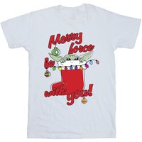 Star Wars Girl's Merry Force Be With You Cotton T-Shirt in White | Size: 3-4 Years