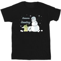 Star Wars Boy's Seasons Greetings Cotton T-Shirt in Black | Size: 12-13 Years