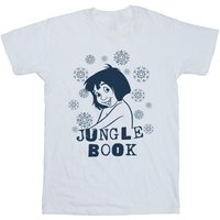 Jungle Book Boy's Mowgli Flowers Cotton T-Shirt in White | Size: 7-8 Years