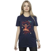 Moana Women's Have A Cool Yule Cotton Boyfriend T-Shirt in Navy | Size: Large