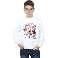 101 Dalmatians Boy's Holiday Cheer Sweatshirt in White | Size: 9 Years