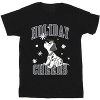 101 Dalmatians Boy's Holiday Cheer Cotton T-Shirt in Black | Size: 7-8 Years