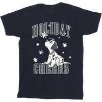 101 Dalmatians Boy's Holiday Cheer Cotton T-Shirt in Navy | Size: 9 Years