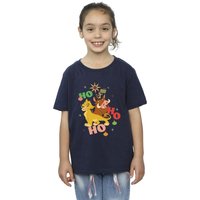 The Lion King Girl's Ho Ho Ho Cotton T-Shirt in Navy | Size: 3-4 Years