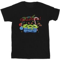 Toy Story Girl's Aliens Cotton Christmas T-Shirt in Black | Size: 3-4 Years