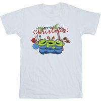 Toy Story Girl's Aliens Cotton Christmas T-Shirt in White | Size: 7-8 Years