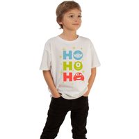 Disney Boy's Ho Ho Ho Cotton T-Shirt in White | Size: 9 Years