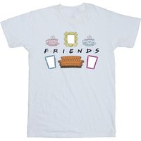 Friends Girl's Couch Lounging Cotton T-Shirt in White | Size: 12-13 Years