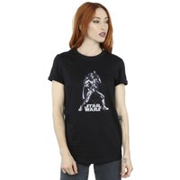 Star Wars Women's Darth Vader Pose Cotton Boyfriend T-Shirt in Black | Size: Large