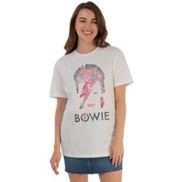 David Bowie Girl's Aladdin Sane Leopard Print Cotton T-Shirt in White | Size: 5-6 Years