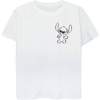 Lilo & Stitch Girl's Wink Cotton T-Shirt in White | Size: 9 Years