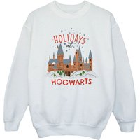 Harry Potter Boy's Holidays At Hogwarts Sweatshirt in White | Size: 5-6 Years