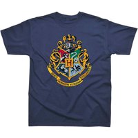 Harry Potter Boy's Hogwarts Crest Gold Ink T-Shirt in Navy | Size: 3-4 Years