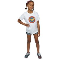 Wonder Woman Girl's Logo Cotton T-Shirt in White | Size: 7-8 Years
