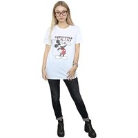 Disney Women's Presents Mickey Mouse Cotton Boyfriend T-Shirt in White | Size: Medium