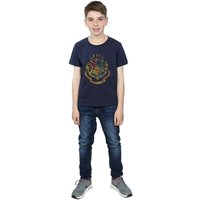 Harry Potter Boy's Hogwarts Crest Cotton T-Shirt in Navy | Size: 12-13 Years