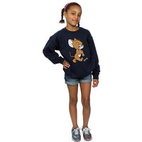 Tom & Jerry Girl's Angry Mouse Cotton Sweatshirt in Navy | Size: 12-13 Years
