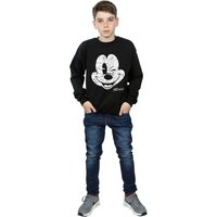 Disney Boy's Mickey Mouse Face Cotton Sweatshirt in Black | Size: 7-8 Years