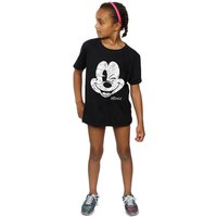 Disney Girl's Mickey Mouse Face Cotton T-Shirt in Black | Size: 9 Years