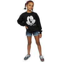 Disney Girl's Mickey Mouse Face Cotton Sweatshirt in Black | Size: 7-8 Years