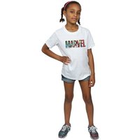 Marvel Comics Girl's Infill Character Cotton Logo T-Shirt in White | Size: 7-8 Years