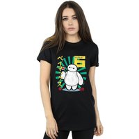 Big Hero 6 Women's Baymax Lollipop Cotton Boyfriend T-Shirt in Black | Size: Small