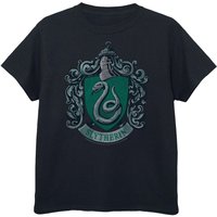 Harry Potter Girl's Slytherin Cotton T-Shirt in Black | Size: 5-6 Years